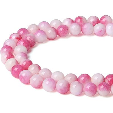 Xiannvxi 8mm Naturstein Rosa Turmalin Jade Perlen zum Auffädeln Runde Kristalle