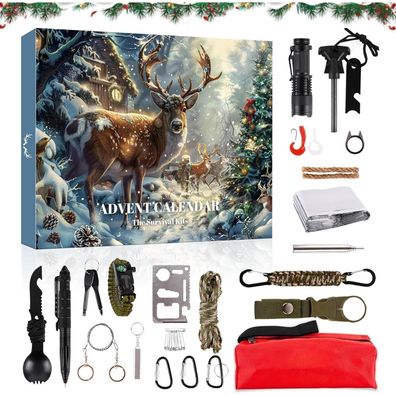 Weihnachten Survival Kit Adventskalender 2024 - 24 Survival Tools Set Countdown