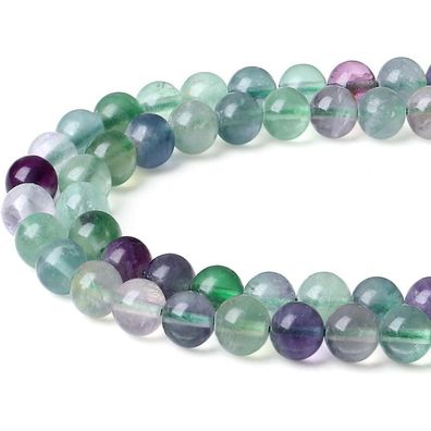 Xiannvxi 8mm Fluorit Perlen Naturstein zum Auffädeln für DIY Schmuck, ca. 47