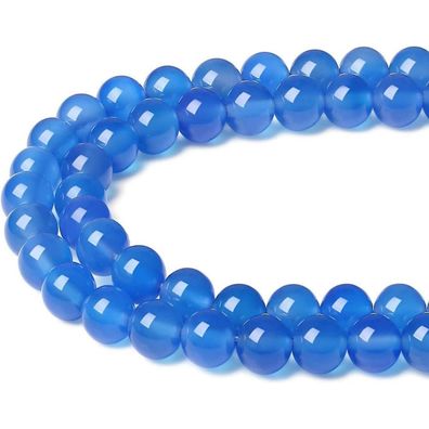 Xiannvxi 8mm Blaue Achat Perlen Naturstein Rund Kristalle Edelsteine zum