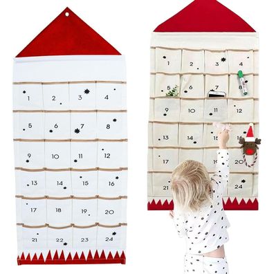 Adventskalender zum Befüllen aus Stoff, 50 x 120 cm, mit 24 Taschen