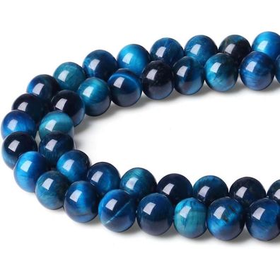 Xiannvxi 8mm Naturstein Blaue Tigerauge Perlen zum Auffädeln für DIY Schmuck