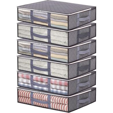 Vieshful 6er Pack Unterbettkommoden 40L - Faltbare Kleiderbeutel mit klarem