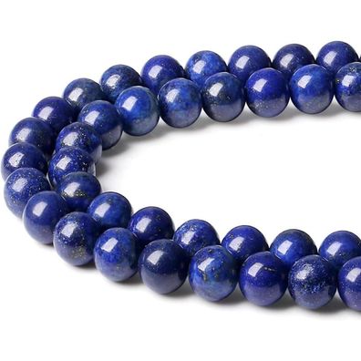Xiannvxi 8mm Lapislazuli Perlen zum Auffädeln, Runde Naturstein Kristalle für