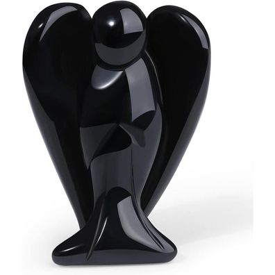 Xiannvxi Obsidian Schutzengel Figur - Heilkristall Edelstein Statue für Glück