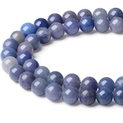 Xiannvxi 8mm Blaue Aventurin Perlen zum Auffädeln, Runde Naturstein Kristalle