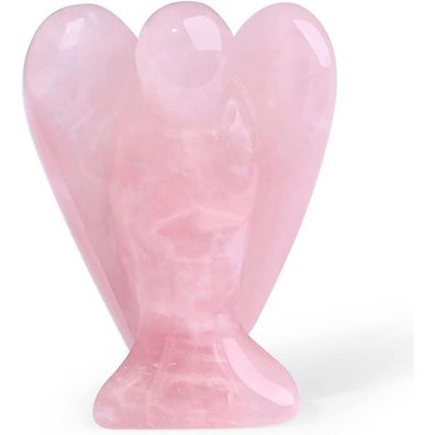 Xiannvxi Rosenquarz Engel Figur - Heilkristall für Schutz, Liebe und Glück
