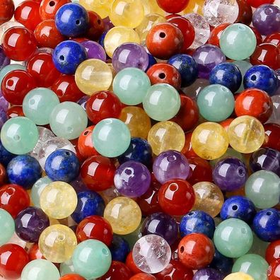 Xiannvxi 8mm 7 Chakra Naturstein Perlen zum Auffädeln für DIY Schmuck Basteln