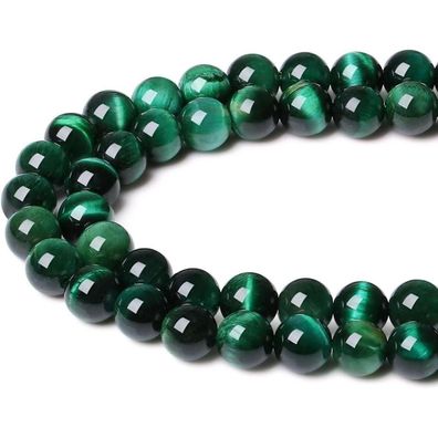Xiannvxi 8mm Grüne Tigerauge Perlen | Naturstein Kristalle für Schmuck Basteln