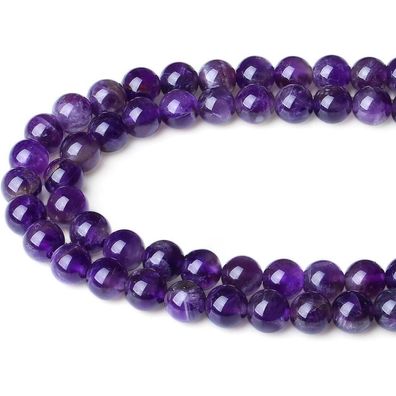 Xiannvxi 8mm Lila Amethyst Naturstein Perlen zum Auffädeln für DIY Schmuck, ca