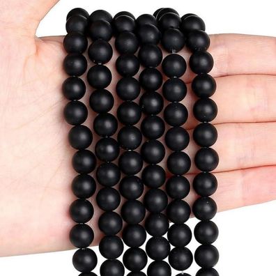 Xiannvxi 8mm Mattierter Schwarzer Achat Perlen zum Auffädeln für DIY Schmuck