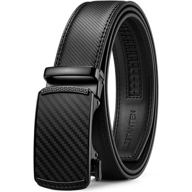 Bostanten Herren Ledergürtel mit Automatikschließe, 35mm breit, Schwarz, 105cm