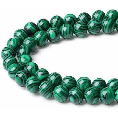 Xiannvxi 8mm Grüner Malachit Naturstein Perlen zum Auffädeln, Runde Kristalle