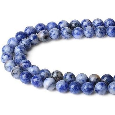 Xiannvxi 8mm Blauweißer Sodalith Perlen - Runde Naturstein Kristalle für