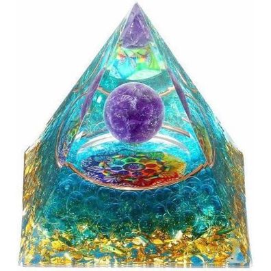 Xiannvxi 2.4" Edelstein Pyramide aus Amethyst & Grün Aventurin - Spirituelle