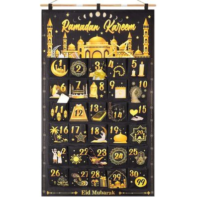 DPKOW Ramadan Kalender zum Befüllen aus Stoff, 30 Tage Adventskalender zum