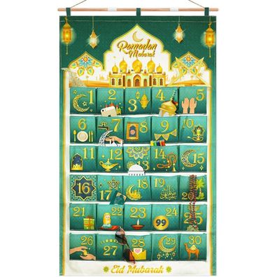 DPKOW Ramadan Kalender zum Befüllen aus Stoff, 30 Tage Adventskalender zum