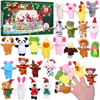 LIHAO Adventskalender 2025 Kinder mit 24 Tier Fingerpuppen - Weihnachtskalender