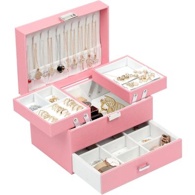 Dajasan Schmuckkästchen Groß, 3 Ebenen Schmuckaufbewahrung Geschenkbox für