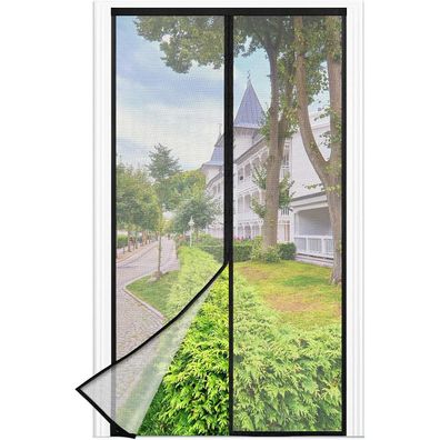 berssen Fliegengitter Balkontür Magnet, 90x220cm, Schwarz - Ohne Bohren