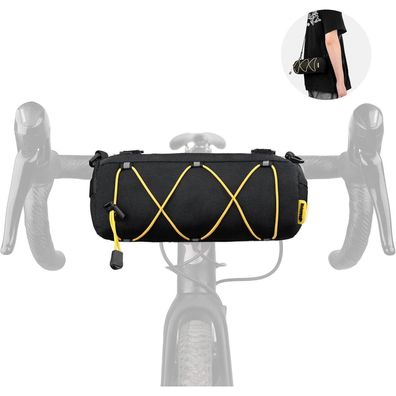 Rhinowalk Fahrrad Lenkertasche Vordertasche mit Schultergurt, 2.4L, Schwarz-gelb