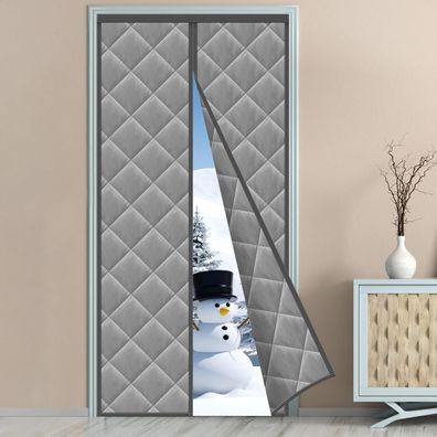 Magnet Wärmeschutzvorhang für Türen, 100x210cm, Grau - Winddicht & Kälteschutz