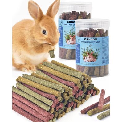 ERKOON 76 Stück Timothy Heu Sticks für Kaninchen, Meerschweinchen, Hamster