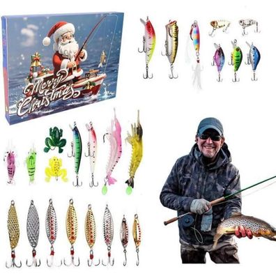 Angel Adventskalender 2025 für Männer - 24 Angelköder Set, Weihnachtskalender