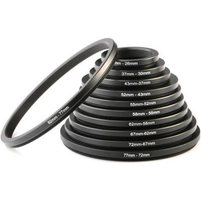 K&F Concept 11-teiliges Step Down Filteradapter Set (30-26mm bis 82-77mm)