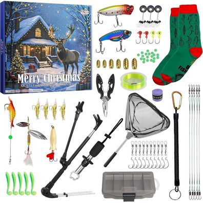 Pvnoocy 2025 Angel Adventskalender für Männer - 24 Tage Angelwerkzeuge und