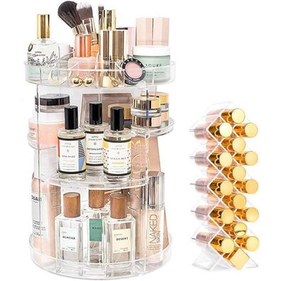 YIEZI 360 Rotierender Kosmetik Organizer mit 16 Fächern für Lippenstifte
