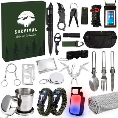 Yyswsaky Adventskalender 2025 Männer Survival Kit, 24-teiliger Kalender mit