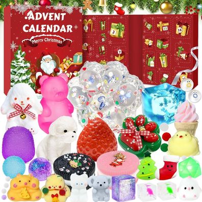 Fidget Adventskalender 2025 - 24 Tage Countdown Kawaii Mini Mochi Set, Stress