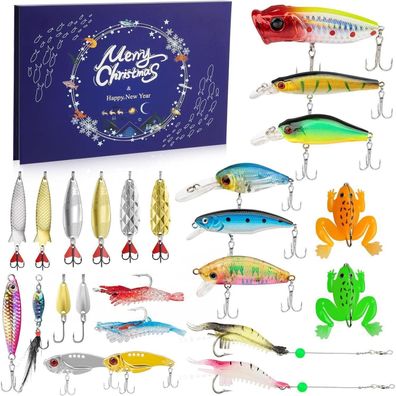 Truscend Angelköder Set mit Tackle Box - 24-teiliger Countdown-Adventskalender