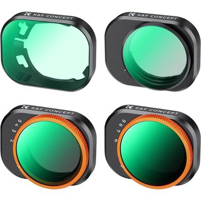K&F Concept Mini 4 Pro Filterset (4 Stück): Variable ND2-32, ND32-512, CPL, UV