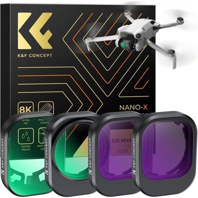 K&F Concept Mini 4 Pro Filterset (4 Stück: CPL, UV, ND8, ND16) - HD Optisches