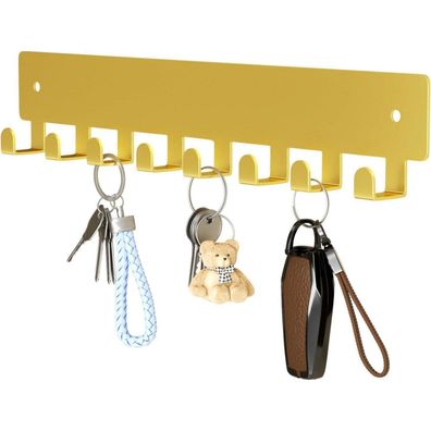 pickpiff Goldener Schlüsselhalter mit 8 Haken - Wandmontage ohne Bohren