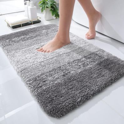 Homaxy Flauschiger Badezimmerteppich 40x60 cm Grau - Weich, Rutschfest