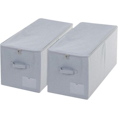 Amonsen 2er Set zusammenklappbare Aufbewahrungsboxen mit Deckel, 60L, Hellgrau