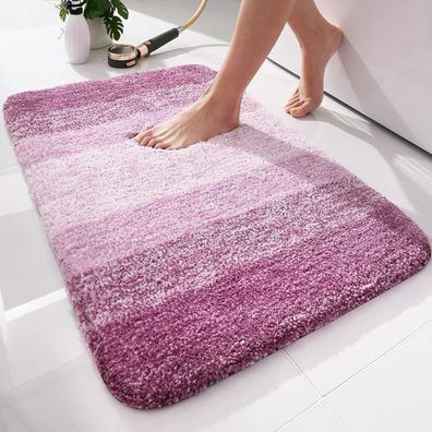 Homaxy Lila Badezimmerteppich 51x76 cm - Flauschig, Rutschfest, Waschbar