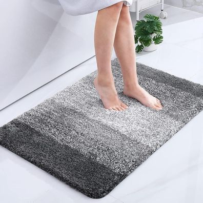 Homaxy Weiche Badematte 60x90 cm Grau, rutschfest & waschbar, ultra-saugfähig