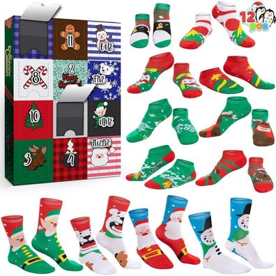 JOYIN Adventskalender 2025 mit 12 Paar Damen-Socken im Großpackung