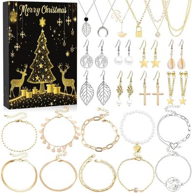 TETSMG Schmuck Adventskalender 2025 - 24 Tage Weihnachtscountdown Kalender für
