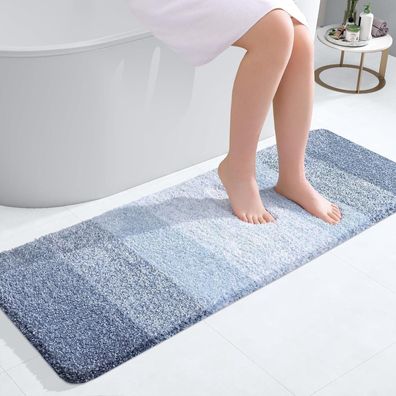 Homaxy Badteppich 40x120 cm, rutschfest, waschbar, Mikrofaser, blau