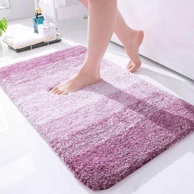 Homaxy Flauschiger Badezimmerteppich 40x60 cm Lila - Rutschfest, Waschbar