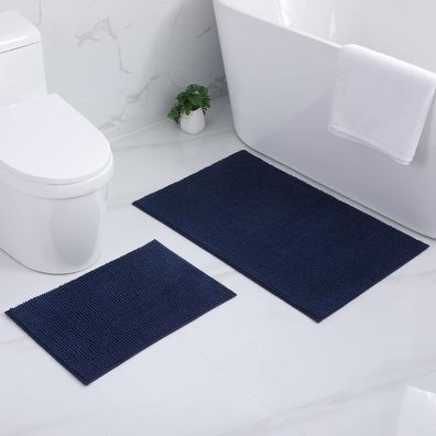 Homaxy Chenille Badezimmerteppich Set 2-teilig, rutschfest, weich, saugfähig