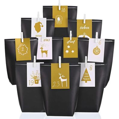 Adventskalender Tüten zum Befüllen XXL (22x16x6cm) mit Zahlenkarten