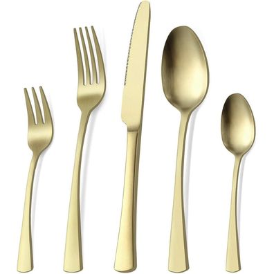 Bestdin Besteck Set 30-teilig matt Champagner Gold für 6 Personen, Edelstahl