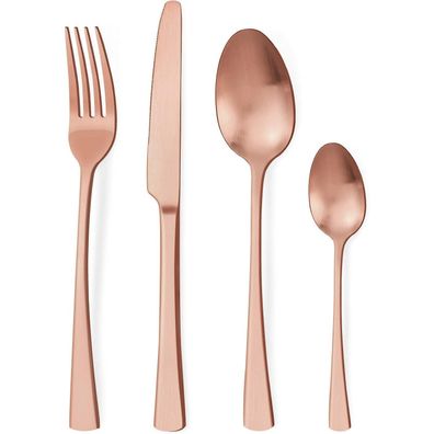 Bestdin Besteck Set 24-teilig Roségold Matt für 6 Personen, Edelstahl Essbesteck