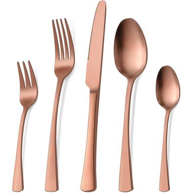 Bestdin Besteck Set 30-teilig Roségold Matt für 6 Personen, Edelstahl Essbesteck